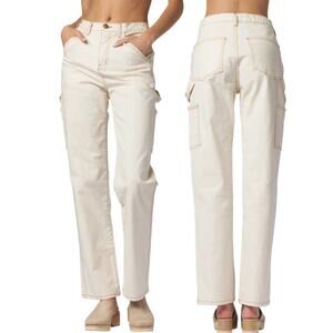 The Great. Women's 'The Carpenter Pant' Cargo, Straight, Natural White, Size 28